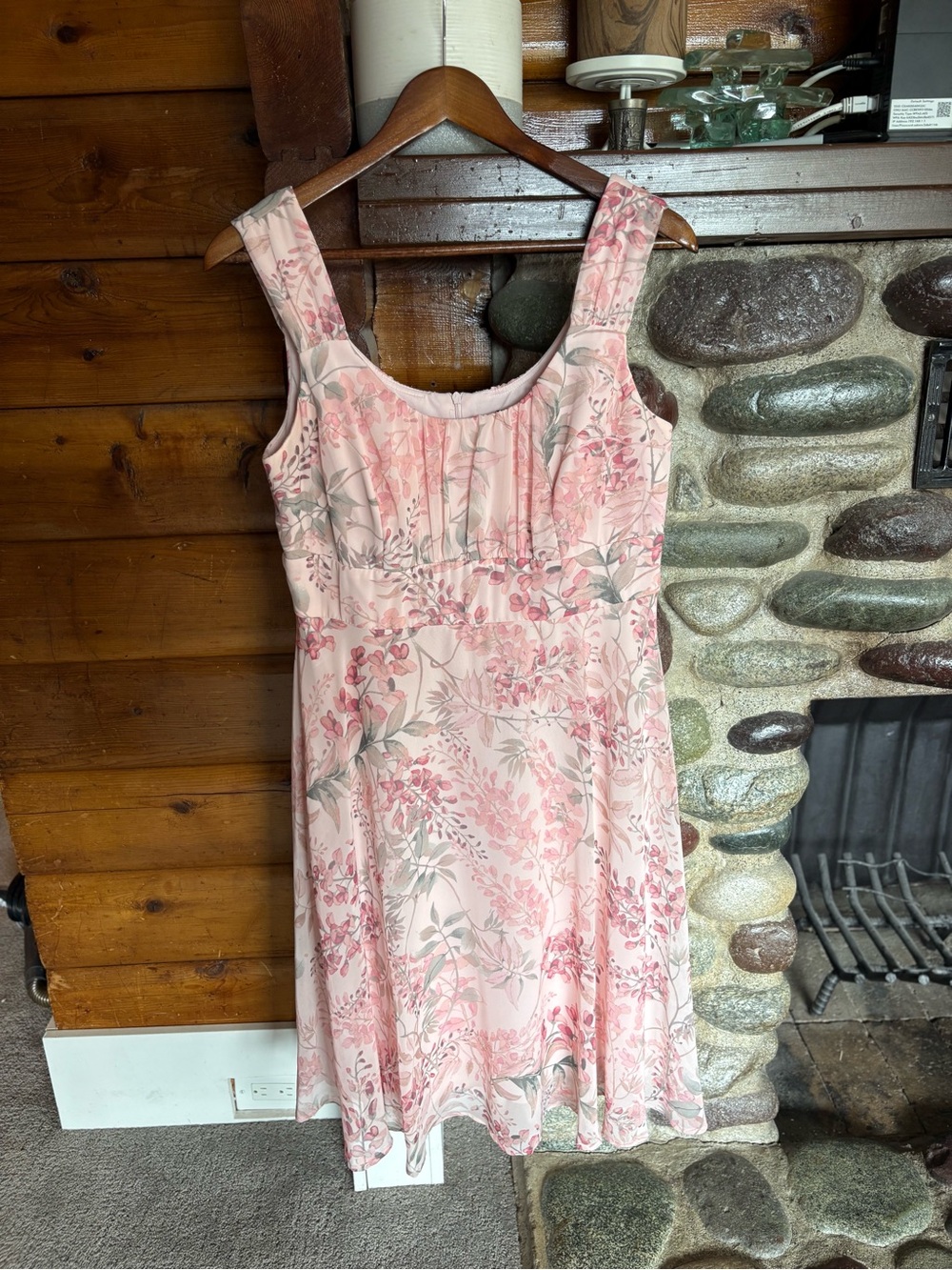 Cottagecore Floral Dress Romantic Pink Fit & Flare Wedding Guest Laura 12P
